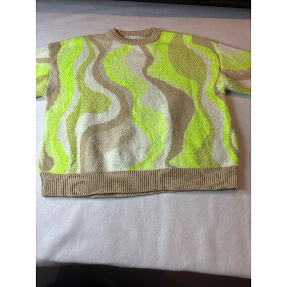 Bershka Neon Wave Pattern Sweater size M-L - Picture 1 of 13